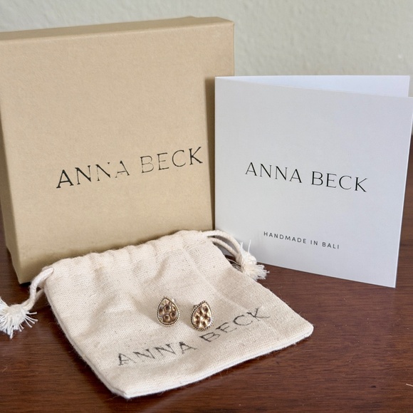 ANNA BECK | Hammered Teardrop Stud Earrings in 18K Gold Plate over Sterling - Picture 2 of 9
